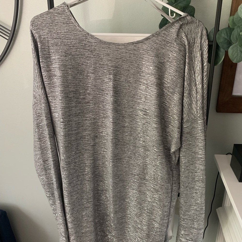 Fun metallic back knot blouse